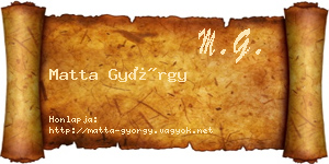 Matta György névjegykártya